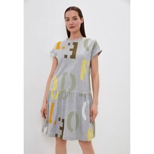 Betty & Co Women's Ruffle Hem Cotton Modal Letter Chic Gorpcore Dress Grey 36